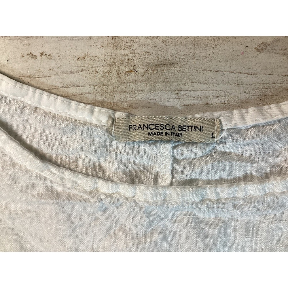 Francesca Bettini Italian White Linen Women's Large Top With Lace Detail Boho - Picture 4 of 7